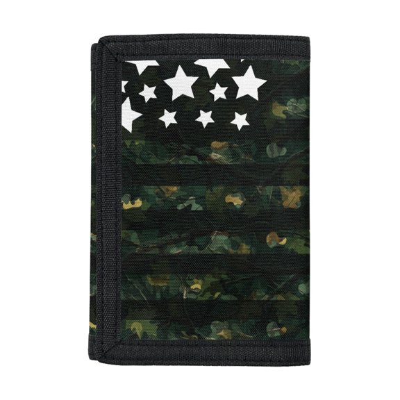 CHAQLIN Children's Wallet Star Print with Camouflage Pattern Large Capacity Trifold Card Wallet for Outdoor, Polyester Lightweight Kids Trifold Wallet