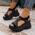 thumbnail image 6 of Xfvqtps Sandals for Women Knit Wedge Heel Peep Toe Comfortable Slip on Breathable Casual Shoes for Women Outdoor Wear, 6 of 9