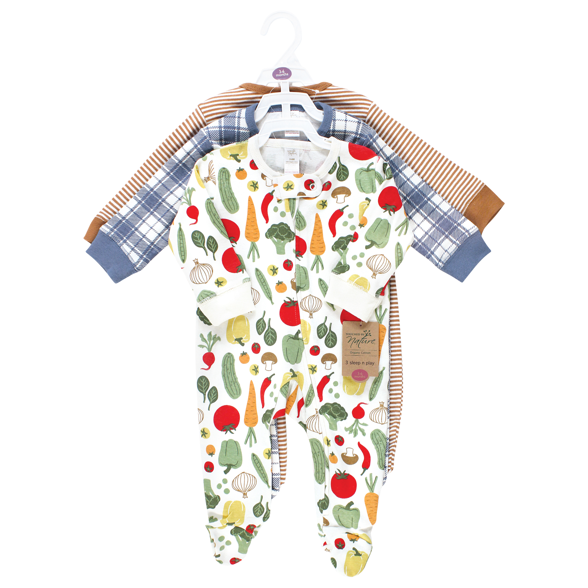 Touched by Nature Unisex Baby Organic Cotton Sleep and Play, Farmers Market, 6-9 Months