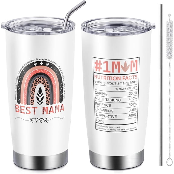 Gift for Mom, Mothers Day Gift from Daughter Son Husband, 20oz Coffee Tumbler with Lid and Straw, Funny Christmas Gifts for Mum, Anniversary Birthday Present for Wife Grandma Stepmom, BEST MAMA
