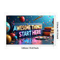 thumbnail image 3 of Colorful School Themed Banner with Apple Books Globe School Bus Awesome Things Start Here Text Party Decorations Backdrop for Classroom Celebrations School Events Photo Props Kids Parties, 3 of 4