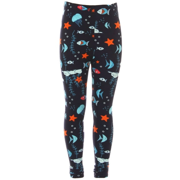 Kid's Ocean Creatures Fish Pattern Printed Leggings - S/M