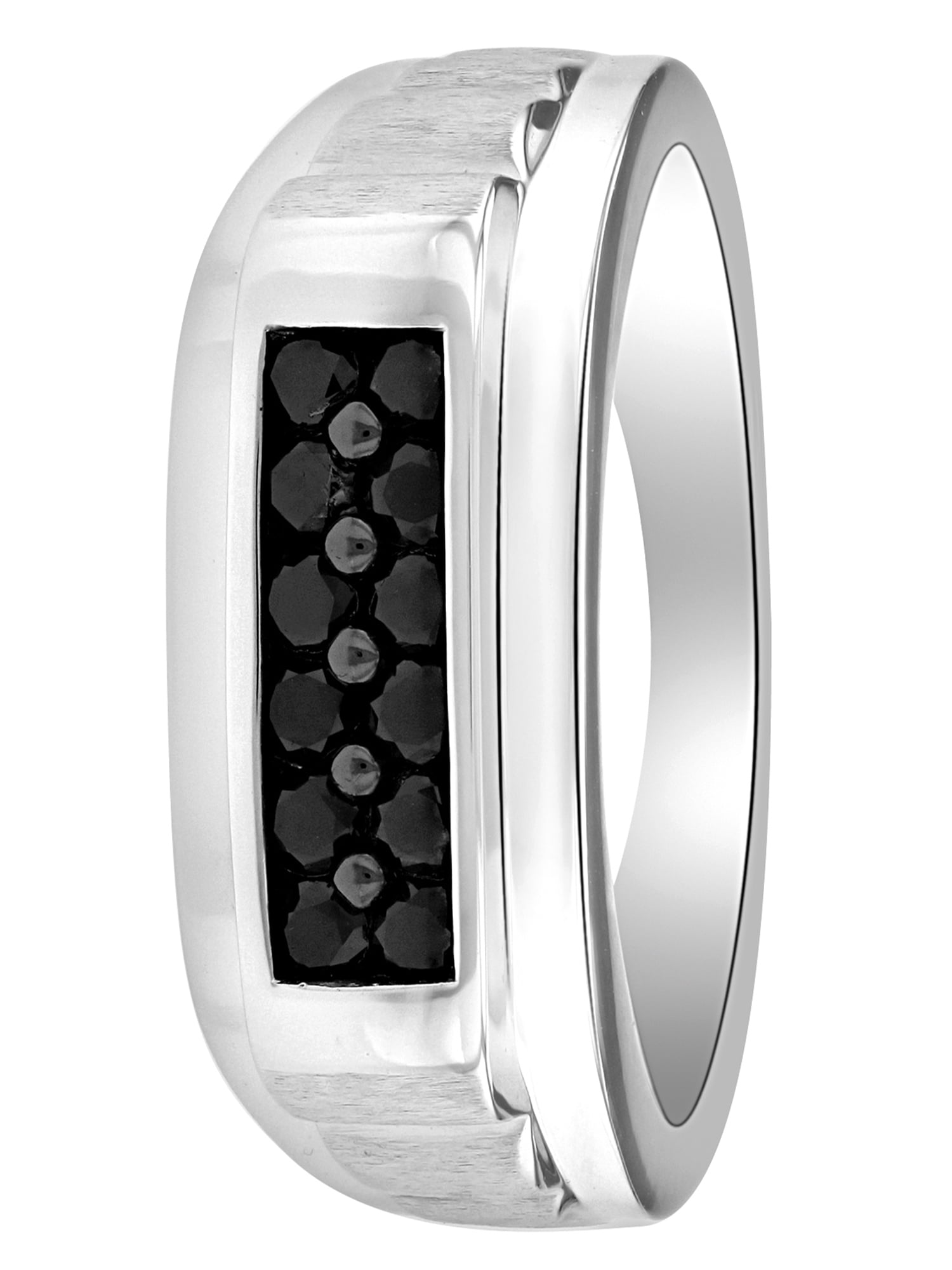 Mens High Polish 1/2cttw Black Diamond Sterling Silver Fashion Ring - Size 10.5