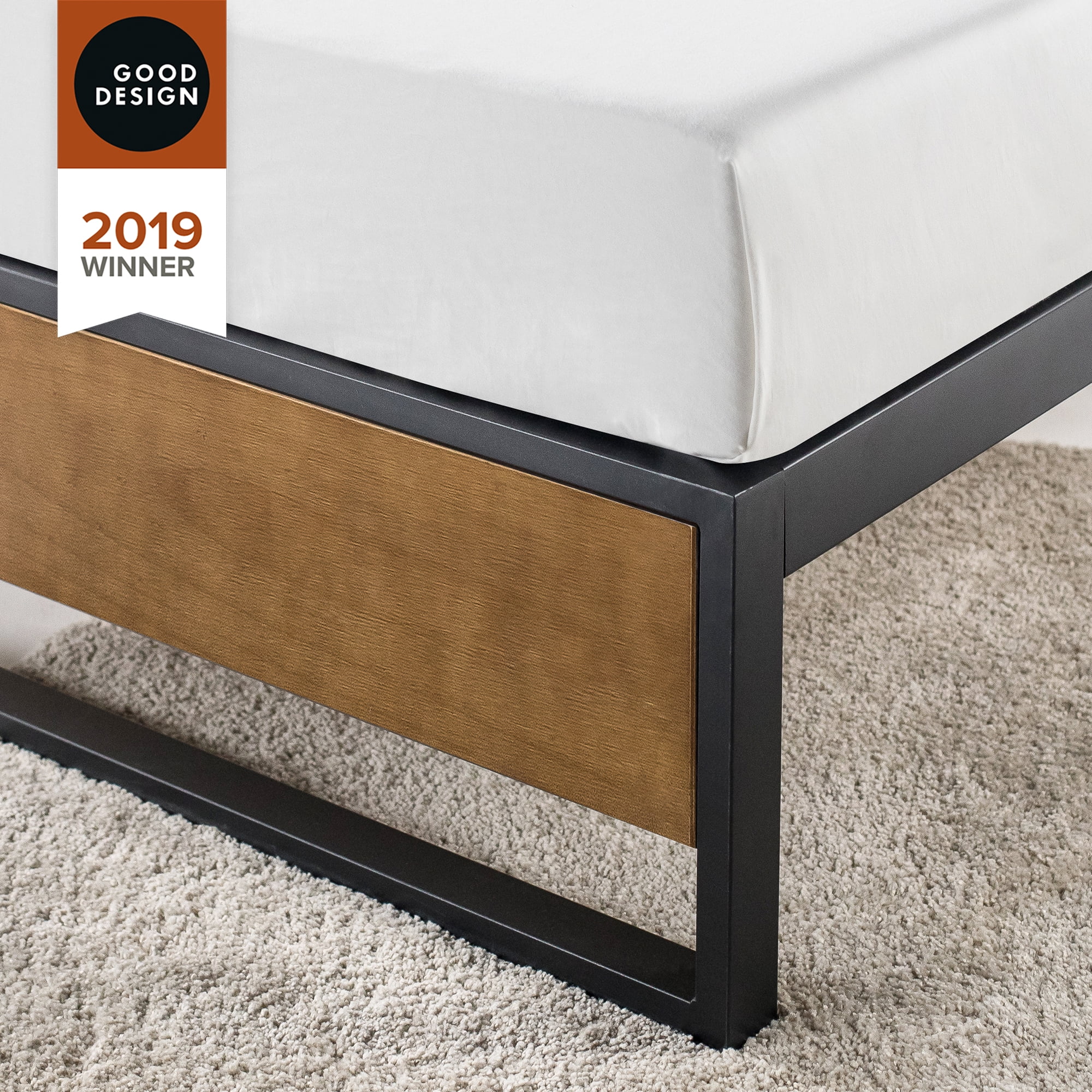 Zinus Good Design Winner Suzanne 14" Metal and Wood Platform Bed, Queen
