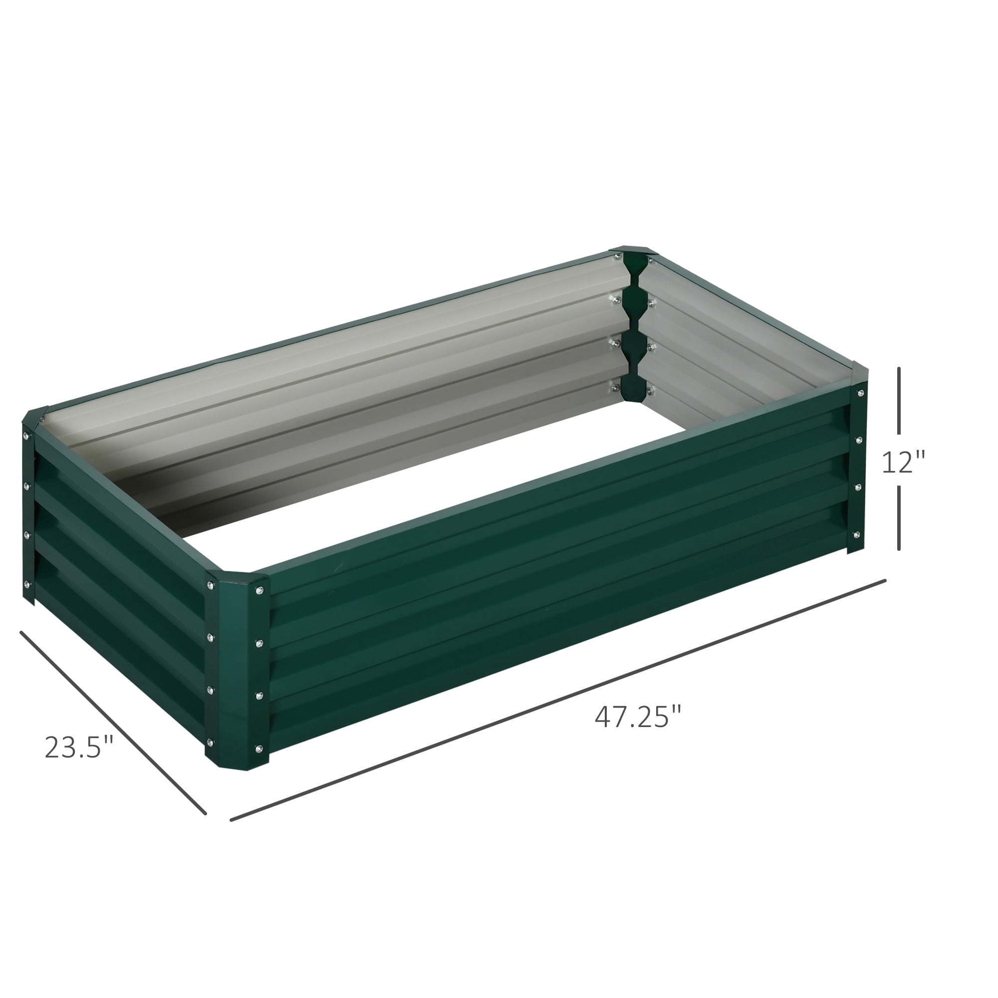 Outsunny 4' x 2' x 1' Galvanized Raised Garden Bed Planter Raised Bed with Steel Frame for Vegetables, Flowers, Plants and Herbs, Green