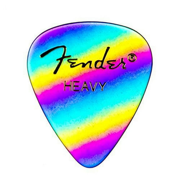 Fender 351 Shape Graphic Picks (12 Pack) for electric guitar, acoustic guitar, mandolin, and bass, 351 - Heavy, Multicolor (Rainbow)