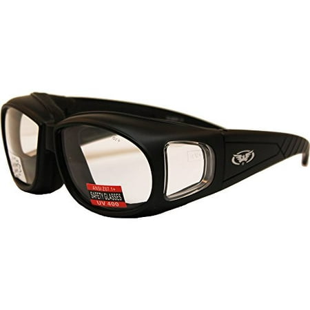 Global Vision Outfitter Motorcycle Glasses, Anti Fog, Clear Lens, Matte Black Frame