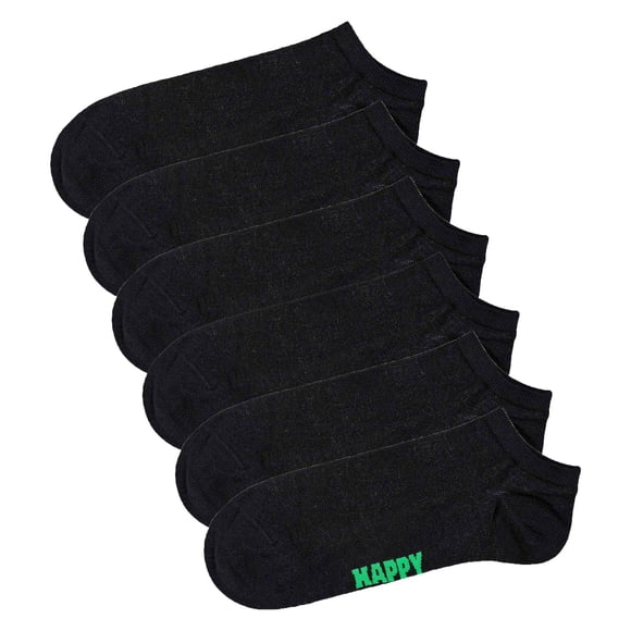 Happy Socks calcetines deportivos unisex, pack de 6 - Solid Socks Low, mezcla de algodón, unicolor Negro 36-40