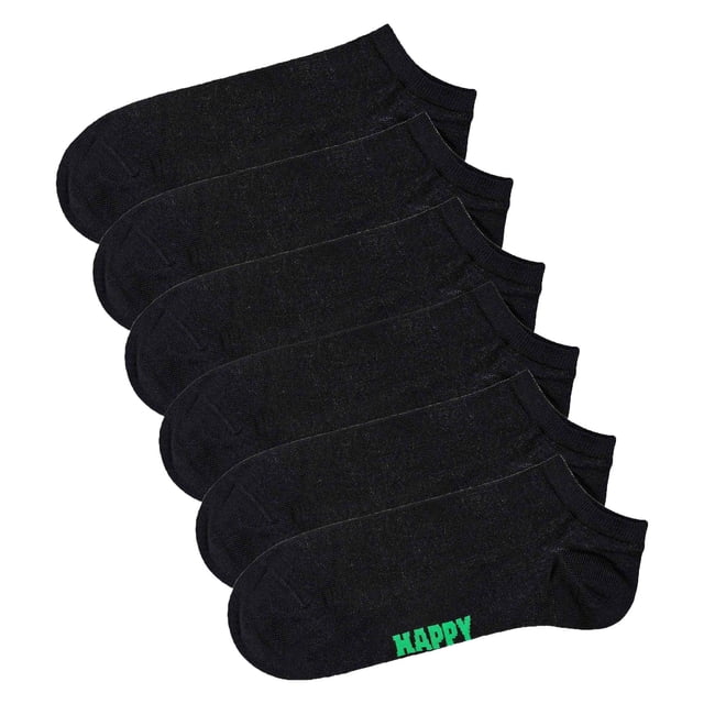 Happy Socks calcetines deportivos unisex, pack de 6 - Solid Socks Low, mezcla de algodón, unicolor Negro 36-40