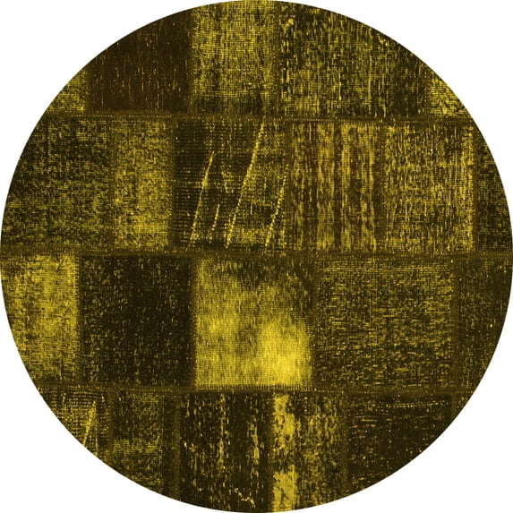 Ahgly Company Machine Washable Indoor Round Persian Yellow Traditional Area Rugs, 3' Round