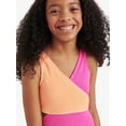 thumbnail image 3 of Justice Girls One Piece Color Block Wrap Swimsuit, sizes XS-XL, 3 of 5