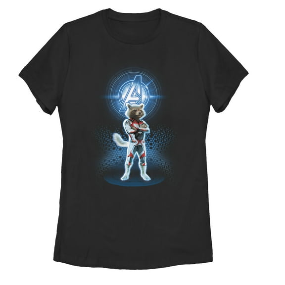 Women's Marvel Avengers: Endgame Rocket Quantum Ready  Graphic Tee Black Small