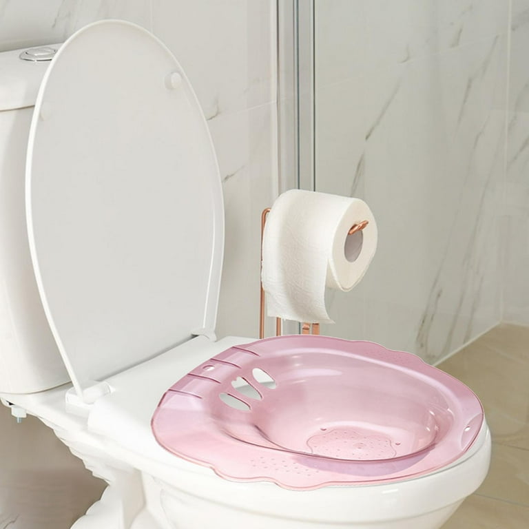 Elderly Toilet Seat Basin Woman Sitz Bath with Drain Holes Durable 39x39x12cm Anti Slip Avoid Squats for Standard Toilets and Commode Chair Red