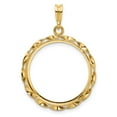 thumbnail image 4 of FJC Finejewelers 14 kt Yellow Gold Hand Twisted Ribbon 22.0mm Prong Coin Bezel Pendant, 4 of 6