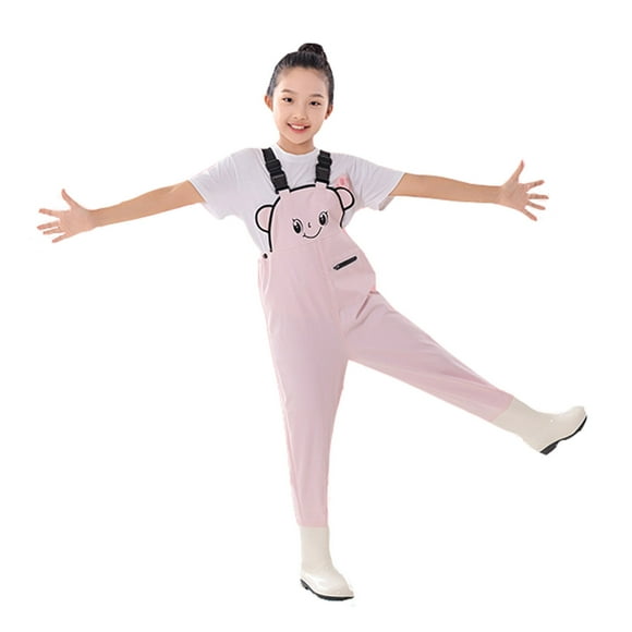 Kids Baby Pants Summer Water Proof Hunt And Fishing Waders Boots Chest Youth Waders' With Pocket Light Pink Trendy Jogger Trousers 13-14T