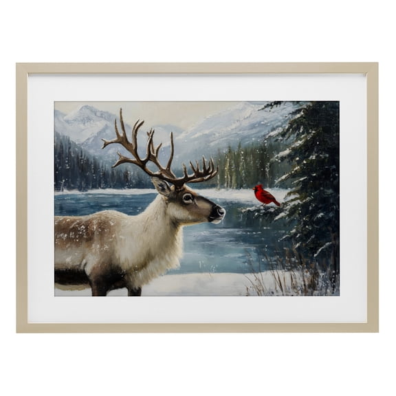 Stupell Industries Rustic Lodge Christmas Conversation In Wild Birch Framed Print Under Glass, 20 x 14, by Petals Prints Design