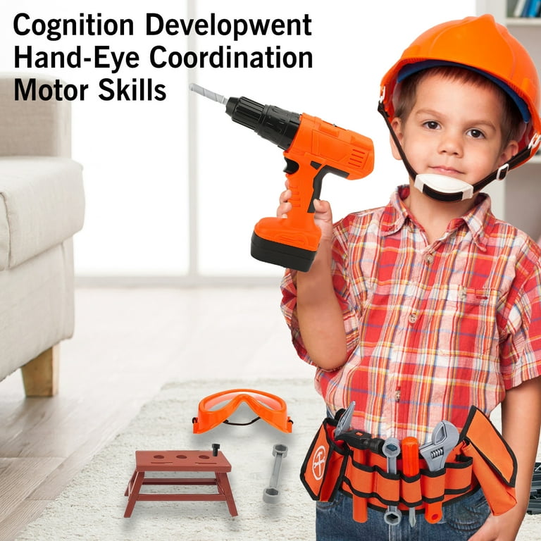 Crtynell Kids Tool Set with Kids Tool Belt Electronic Toy Drill