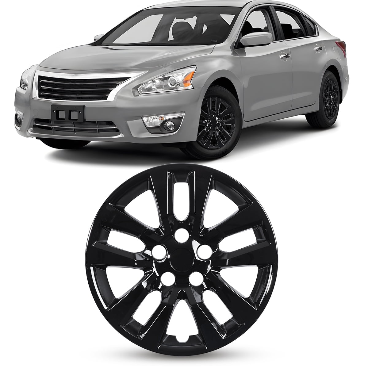 1Pc Cover Hubcaps ,16 Inch Hubcaps Wheel Rims Cover for 2013-2018 Nissan Altima Sedan Compatible With Steel Wheels and Snap On Installation PP Material（16-Inch, Black Lacquer)