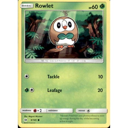 Pokemon Sun & Moon Base Set Rowlet #9 (Best Nature For Rowlet)