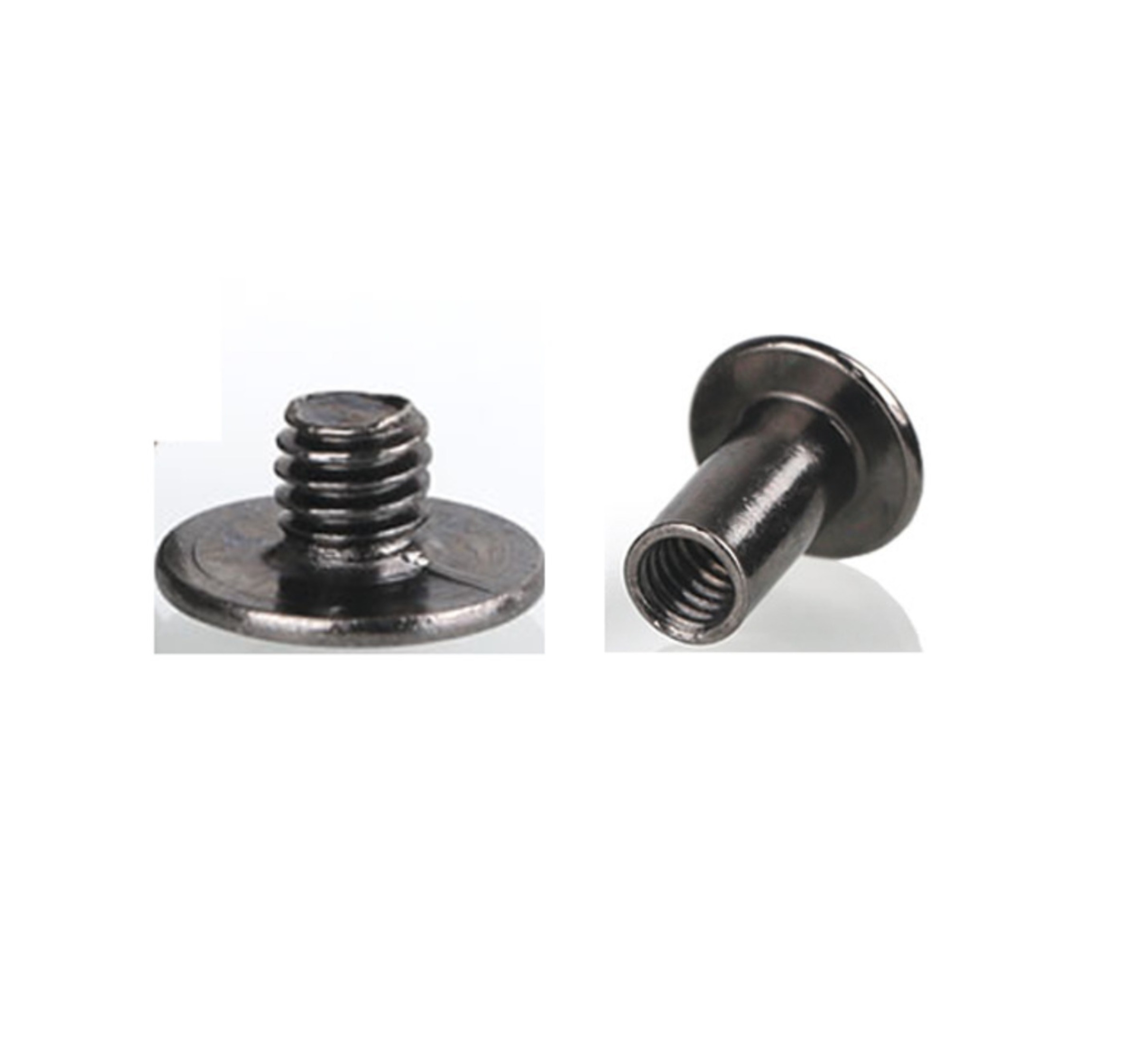 (20 pieces) Carbon Steel Black Mother-Son Locking Slotted Countersunk Rivets M4X6mm.
