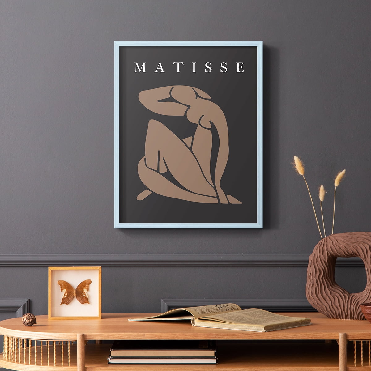 Matisse CCCLXXVII in Blue Solid Wood 22 x 28 Framed Print