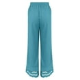 thumbnail image 4 of Flmaly vacation outfits for women High Waistband Summer 2025 New Women's Casual Loose Fitting Waist And Ankle Patchwork Lace Cotton And Linen Pants Vacation Outfits, 4 of 5