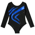 thumbnail image 3 of YONGHS Kids Girls Shiny Rhinestone Long Sleeve Gymnastic Leotard Ballet Dance Athletic Bodysuit Top Royal Blue 12, 3 of 5