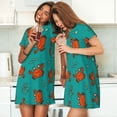 thumbnail image 4 of Vsdgher Chemise de Nuit à Manches Courtes Motif Crabe Coloré pour Femmes, Col Rond, Mignonne, Confortable, 4 of 6