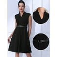 thumbnail image 2 of DARING DIVA Elegant Dress Split Neck Wear to Work Sleeveless Dresses XS Black, 2 of 6
