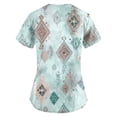 thumbnail image 4 of Iaqnaocc Scrubs for Women Plus Size Western Ethnic Style Nurse Working Uniforms Fashion V-Neck Side Slits Scrub Shirt Party Short Sleeve Tees Blouse with Pockets Multicolor L, 4 of 5