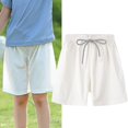 thumbnail image 2 of Otqutp Toddler Boys Short Casual Pants Plain Color Fan Sports Beach Soft Shorts Summer Baby Fashion Drawstring Shorts Harem Pants(White-a,4-5 Years), 2 of 9