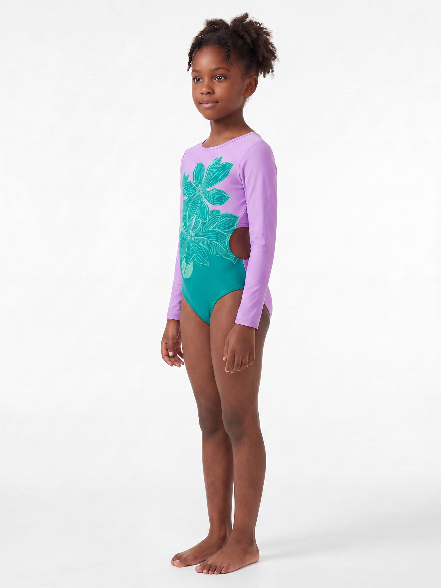 Ocean Gear Girls One Piece Long Sleeve Swim Suit, Sizes 4-18