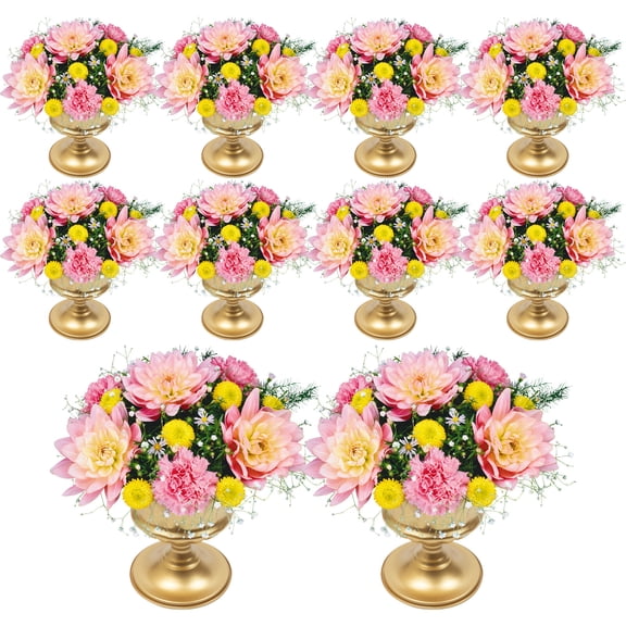10Pcs 15cm Gold Metal Centerpieces Flower Vase Wedding Anniversary Party Decor
