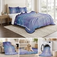 thumbnail image 6 of Quilts Queen Size Bedding Set, Purple Snowy Forest Lightweight Quilted Comforter, Winter Starry Night Sky Dreamy Soft Reversible Bedspread Coverlet with Pillow Covers for All Season, 90" x 96", 6 of 9