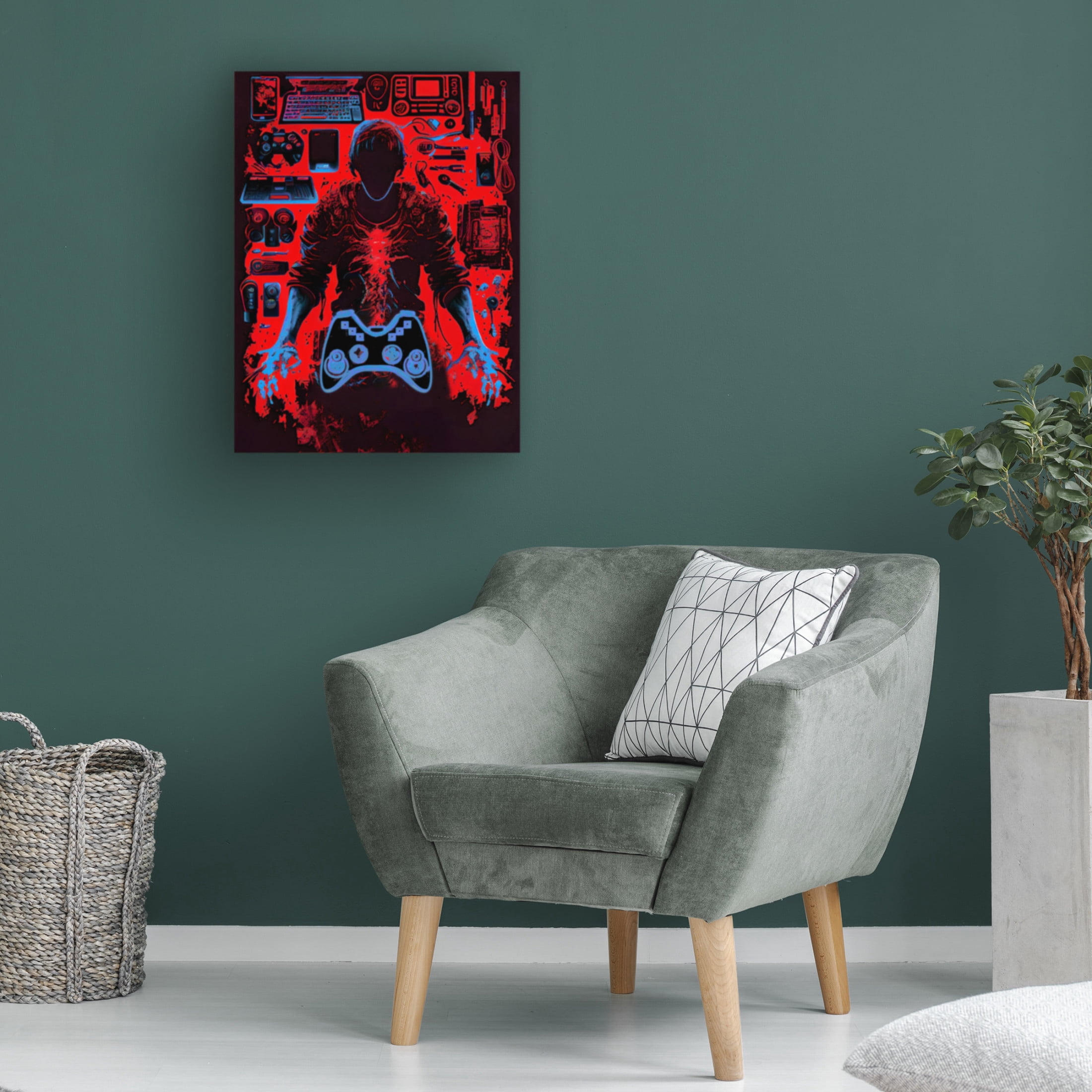 Canvas Wall Art - Sasha 'Gamer Dude III' Wall Art for Living Room, Bedroom, or Office Décor by Trademark Fine Art - 14 x 19 Inches
