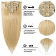 thumbnail image 3 of Benehair 100% Real Remy Human Hair Extensions Clip In 7 Pieces Full Head Invisible Soft Straight Women 8A Blonde Hair, 3 of 9