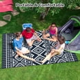 thumbnail image 4 of VUNATE Outdoor Rug Carpet 5'x8' Waterproof Reversible Patio Rug Portable Boho Indoor Outdoor Rug Plastic Straw Rug for Beach RV Camping Garden Picnic Deck Backyard Modern Porch Decor Blue and White, 4 of 7