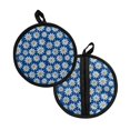 thumbnail image 2 of ZIATUBLES Kitchen Pot Holders Pack of 2 Heat Resistant Potholders Versatile Ultra Soft Hot Pads with Pockets and Cotton-like Lining to Handle Hot Cookware 8 Inch Kitchen Decor, Daisy Blue, 2 of 7