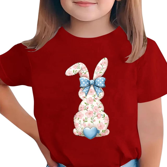 Wo-Fusoul T-Shirt de Pâques pour Enfants, Haut Décontracté à Manches Courtes et Col Rond, Tee-Shirt Graphique Imprimé pour Garçons et Filles de 3 à 15 Ans, Chemise Polyvalente pour le Printemps et les Fêtes