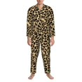 thumbnail image 4 of Bingfone Men'S Pajama Set 2 Piece Loungewear Pjs, Long Sleeve With Pajama Pants-Leopard Print, 4 of 9