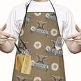 thumbnail image 2 of Brown Highland Cow Daisy Farmhouse Pattern Apron-Garden Aprons for Women with Pockets-Cotton Linen Waterproof Kitchen Cooking Gardening Aprons Adjustable for Kitchen,Cooking,BBQ and Salon 33x27 Inch, 2 of 7