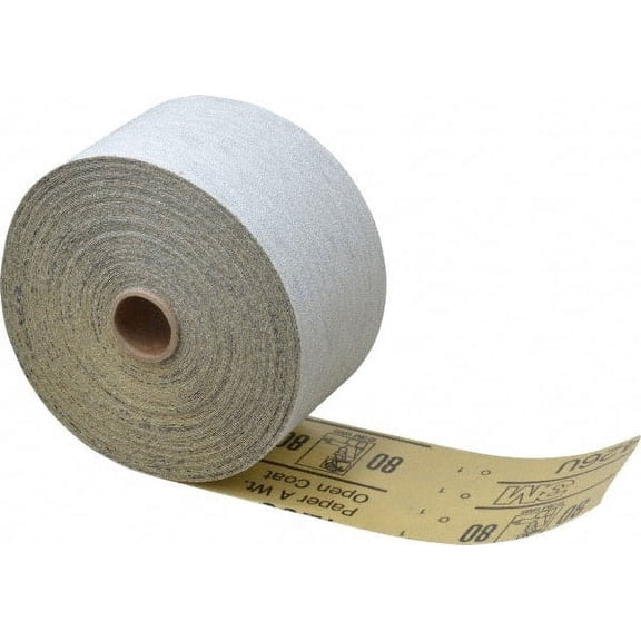 3M 80 Grit, Silicon Carbide Adhesive Backed Sanding Sheets Sheet Roll, 2-3/4" x 25 Yds., Medium Grade, A Weighted Backing