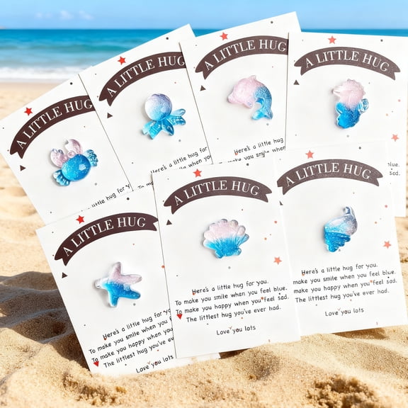 Boovnll Pocket Hug Cards with Cute Mini Sea Animals Stones DIY Inspirational Keepsake Pocket Hugs for Women Men Friends Gifts - Pocket Hug