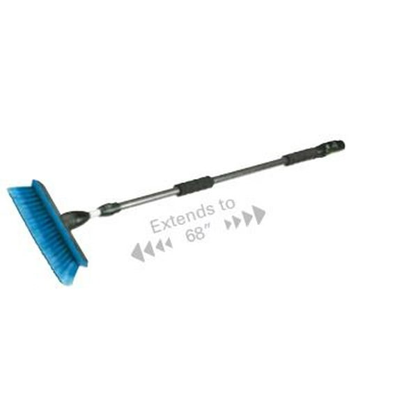 Carrand Car Wash Brush 93089A Flow-Thru; 10 Inch Brush Head; 68 Inch Adjustable Aluminum Handle With Grip; With Swivel Hose; Blue Super Soft Bristle; Without Soap Dispenser; 6 Pieces