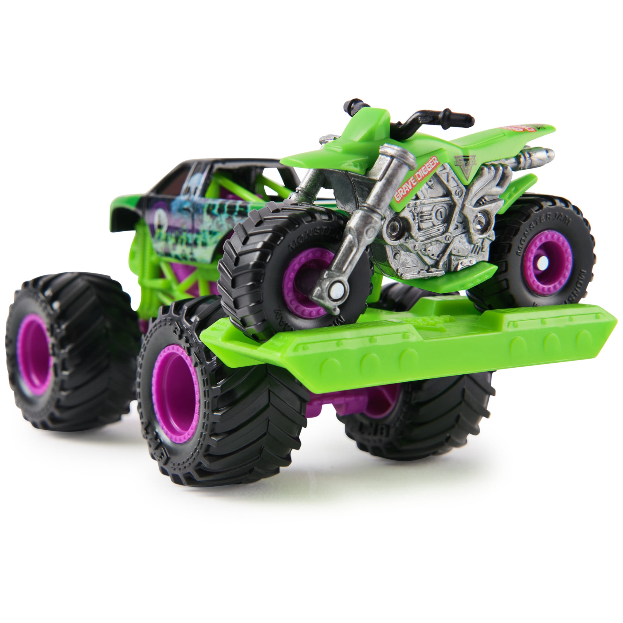 Monster Jam Grave Digger Monster Truck and Dirt Bike Vehicle 2-Pack, 1:64 Scale