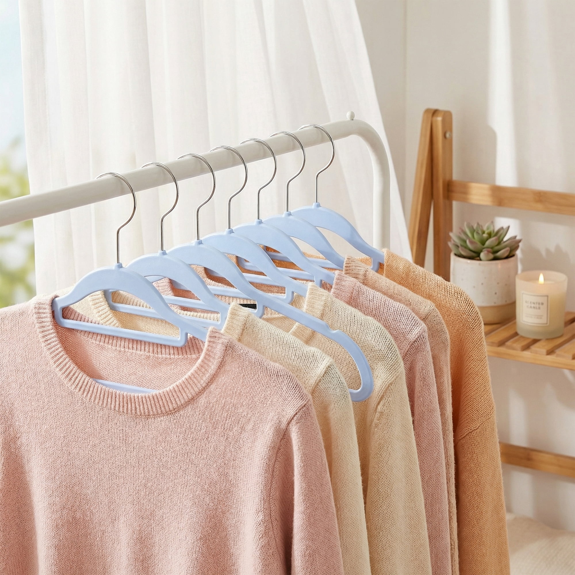 Unique Bargains 10Pcs Plastic Durable Hangers With Pinch Clips Blue