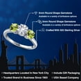 thumbnail image 2 of Gem Stone King 925 Sterling Silver White Created Sapphire and Green Peridot Engagement Ring for Women | 2.10 Cttw | Round 6MM | Gemstone September Birthstone | Size 7, 2 of 6