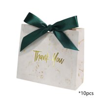 10 Sets Thank You Bow Mini Gift Tote Bags, Paper, 4.3x3.9x1.7 in, Green, Sturdy & Festive