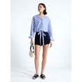 thumbnail image 3 of Free Assembly Women's and Women's Plus Cotton Poplin Tie Waist Shirt with Long Sleeves, Sizes XS-4X, 3 of 6