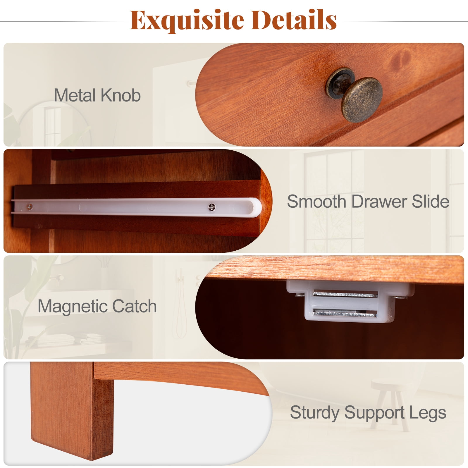 Giantex Bathroom Storage Cabinet, Freestanding Narrow Storage Organizer w/Adjustable Shelves, Brown